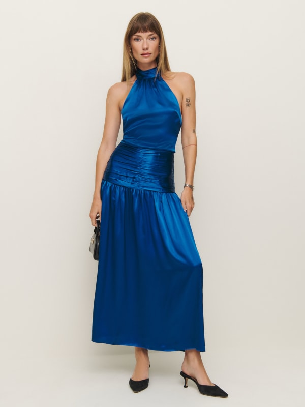 Zaria Silk Dress - Pacific Ocean